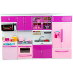 Kuchynka s príslušenstvom pre bábiky ružovo-fialová